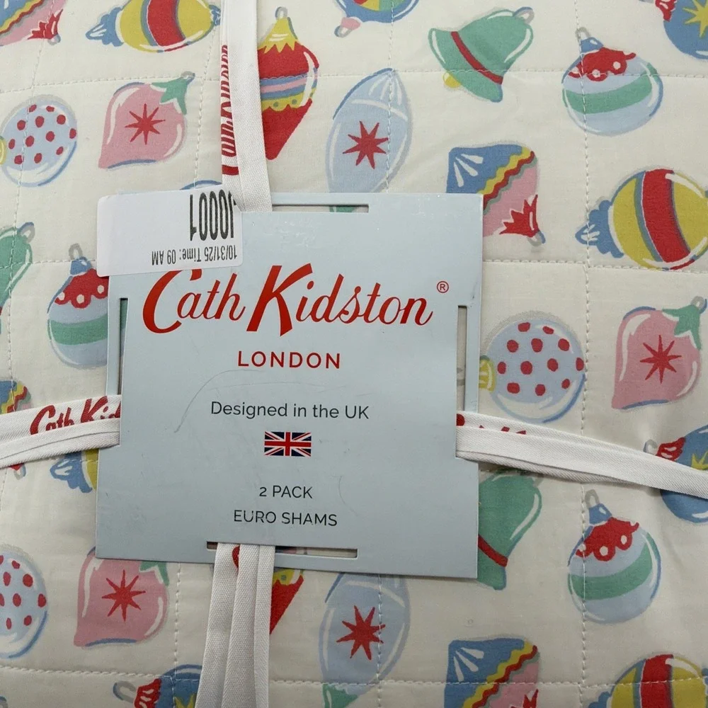 CATH KIDSTON LONDON Christmas Baubles QUEEN QUILT‎ NEW COTTON Euro Shams